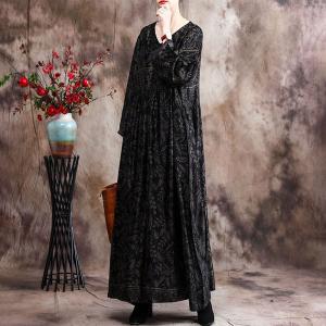 Over40 Style Glittering Elegant Dress Black Modest Church Dress