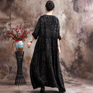 Over40 Style Glittering Elegant Dress Black Modest Church Dress