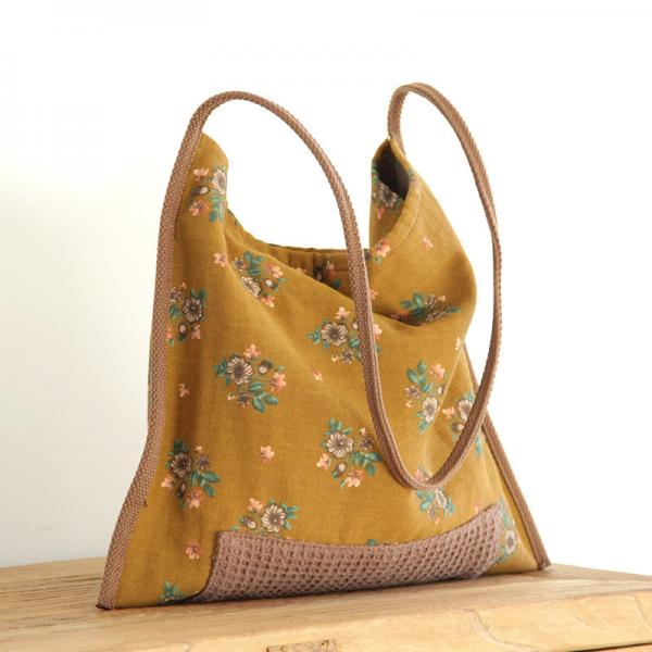 Vintage Floral Cotton Bag Womens Folk Hobo Bag