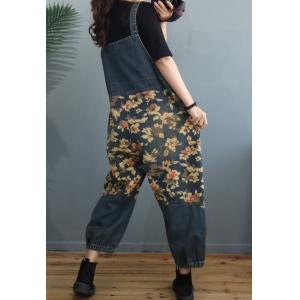 Relax-Fit Floral Womens Dungarees Fluffy Jean Overalls