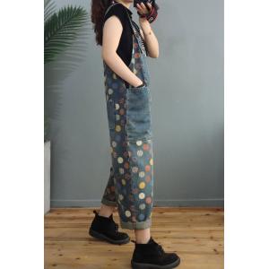 Street Style Polka Dot Overalls 90s Printed Baggy Dungarees Overalls