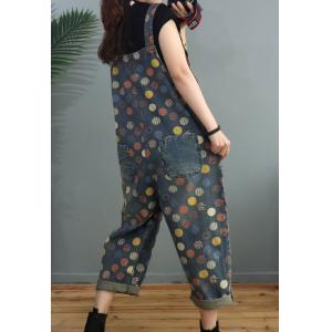 Street Style Polka Dot Overalls 90s Printed Baggy Dungarees Overalls