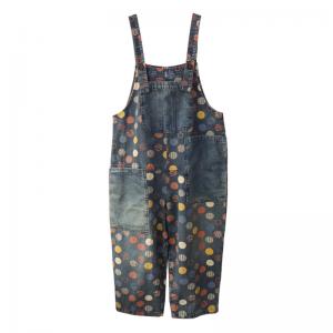 Street Style Polka Dot Overalls 90s Printed Baggy Dungarees Overalls