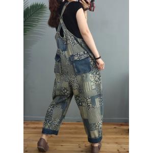 Folk Totem Prints Farmer Overalls Womens Summer Gardening Clothes