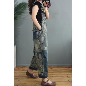 Folk Totem Prints Farmer Overalls Womens Summer Gardening Clothes