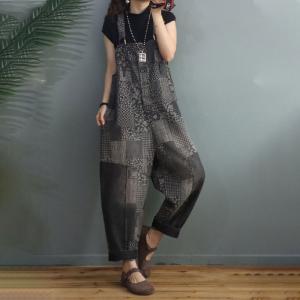 Folk Totem Prints Farmer Overalls Womens Summer Gardening Clothes