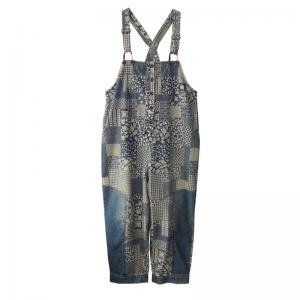 Folk Totem Prints Farmer Overalls Womens Summer Gardening Clothes