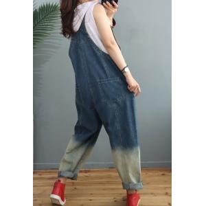 Color Fading Fashion Korean Overalls Stone Wash Front Zip Streetwear