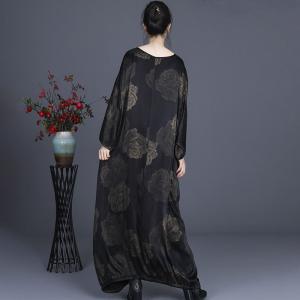 Rose Flowers Plus Size Caftan Black Empire Waist Modest Clothing