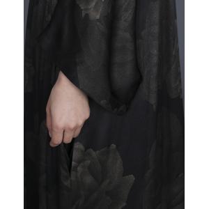 Rose Flowers Plus Size Caftan Black Empire Waist Modest Clothing