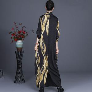 Yellow Striped Silk Wrap Dress Asymmetrical Front Cross Maxi Dress