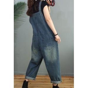 Printed Patchwork Farmer Overalls Womens Baggy  Ripped Dungarees