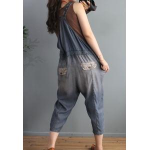 High-Waist Skinny Cropped Overalls Printed Comfy Dungarees