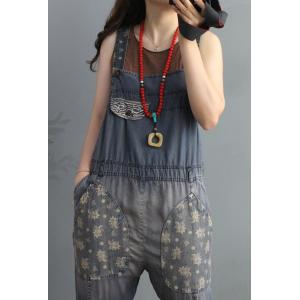 High-Waist Skinny Cropped Overalls Printed Comfy Dungarees