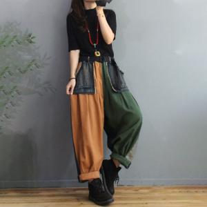 Morimiss Plus Size Corduroy Pants Fleeced Winter Carrot Pants