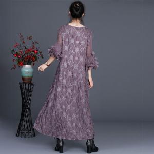 Stereo Applique V-Neck Dress Beading Boho Chic Dress