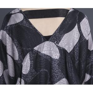 Abstract Prints Black Balloon Dress Plus Size Silk Caftan for Women