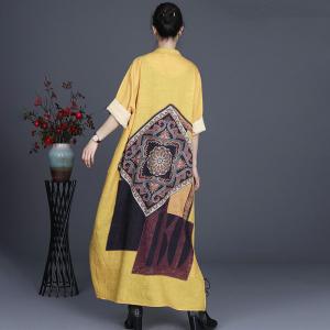 Totem Printed Oversized Shirt Dress Side Slits Long Cardigan