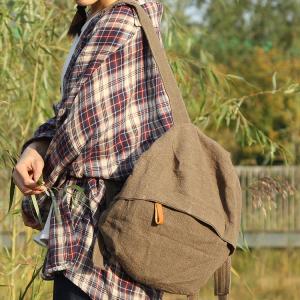 Korean Style Linen Backpack Unisex Student Bag