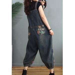 Summer Womens Floral Overalls Balloon Legs Baggy Jean Dungarees
