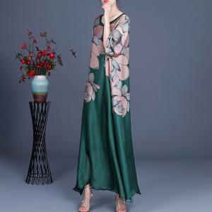 Half Sleeves Printed Summer Dress Silk Loose Elegant Dress
