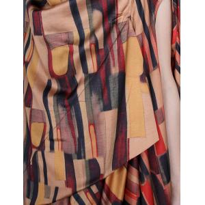 Geometry Patterns Asymmetrical Dress Draped Collar Designer Dress