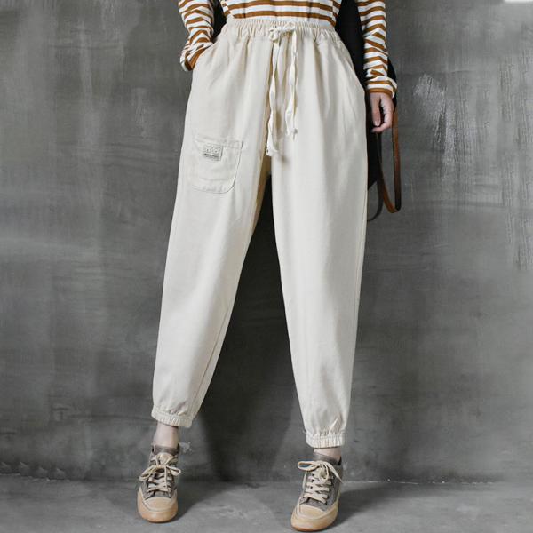 Minimalist Style Cotton Korean Pants Plus Size Plain Sweatpants