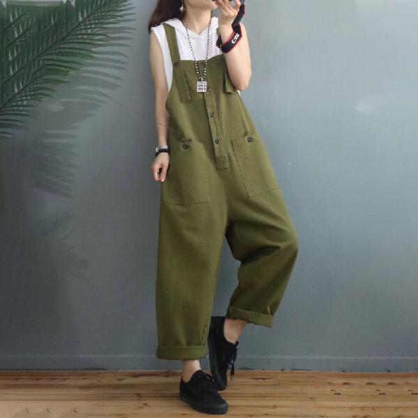 Solid Colors Korean Baggy Overalls Cotton Bib Overalls