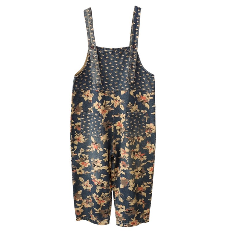 Casual Style Printed Dungarees Relax-Fit Gardening Clothes in Print ...