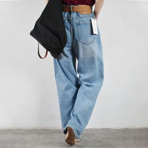 Casual Style Wide Leg Jeans Womens Floor Length Light Wash Jeans