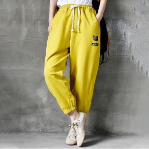 Sports Style Cotton Joggers Drawstring Waist Casual Sweat Pants for Women