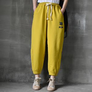 Sports Style Cotton Joggers Drawstring Waist Casual Sweat Pants for Women