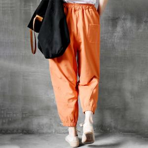 Sports Style Cotton Joggers Drawstring Waist Casual Sweat Pants for Women