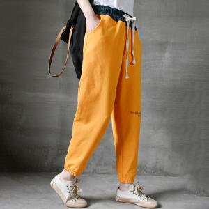 Leisure Style Loose Tapered Pants Letter Prints Sports Joggers