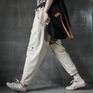 Leisure Style Loose Tapered Pants Letter Prints Sports Joggers