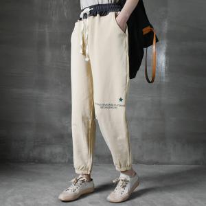 Leisure Style Loose Tapered Pants Letter Prints Sports Joggers