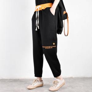Leisure Style Loose Tapered Pants Letter Prints Sports Joggers