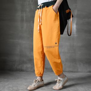 Leisure Style Loose Tapered Pants Letter Prints Sports Joggers