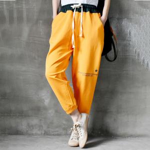 Leisure Style Loose Tapered Pants Letter Prints Sports Joggers