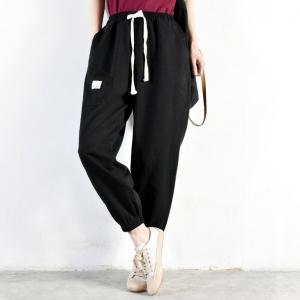 Minimalist Style Cotton Korean Pants Plus Size Plain Sweatpants