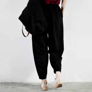 Minimalist Style Cotton Korean Pants Plus Size Plain Sweatpants