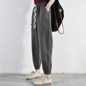 Minimalist Style Cotton Korean Pants Plus Size Plain Sweatpants