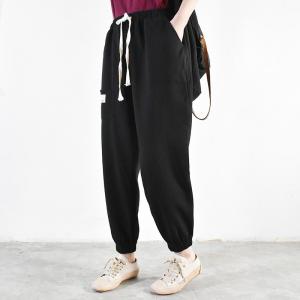 Minimalist Style Cotton Korean Pants Plus Size Plain Sweatpants