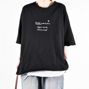 Letter Embroidery Plus Size Tshirt Plain Cotton T-shirt