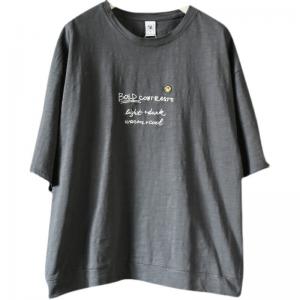 Letter Embroidery Plus Size Tshirt Plain Cotton T-shirt