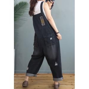 Fashion Patchwork Plus Size Overalls Denim Womens Dungarees