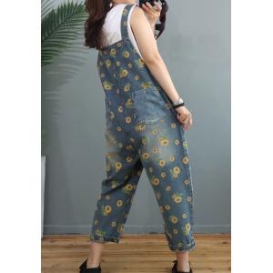 Sunflowers Prints Baggy Farmer Overalls Jean Summer Gardening Clothes