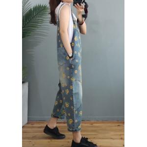 Sunflowers Prints Baggy Farmer Overalls Jean Summer Gardening Clothes