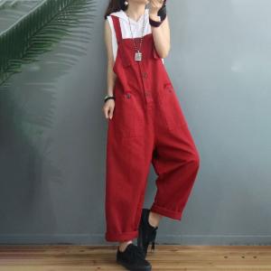 Bright Colored Cotton Korean Dungarees Womens Baggy Overalls