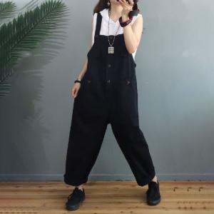 Solid Colors Korean Baggy Overalls Cotton Bib Overalls